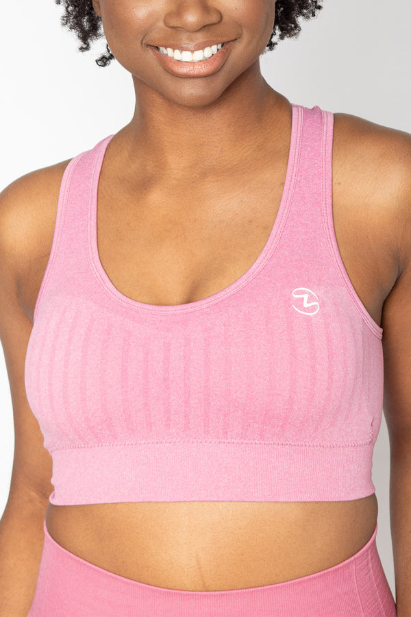 Everyday wear seamless racerback medium support sport bra pink. | Zens  Athletics
