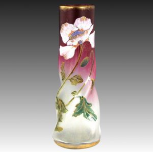 精巧　１９世紀後半　モンジョワ　花瓶　フランス、ルグラガラス工場