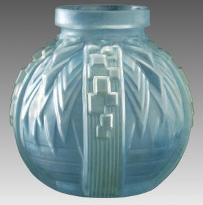 ミューラー兄弟　フランス製　成形　着色装飾ガラス　花瓶