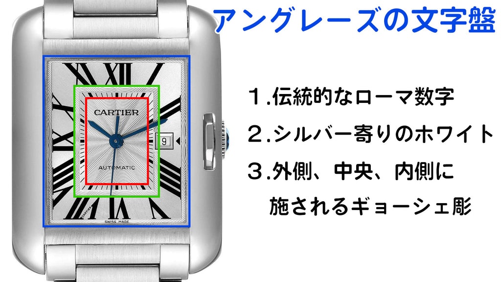 タンク アングレーズの文字盤の特徴