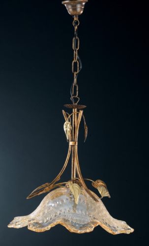 ベネチアングラス・ムラノガラスのシェードランプ　バットゥート (Battuto)技法