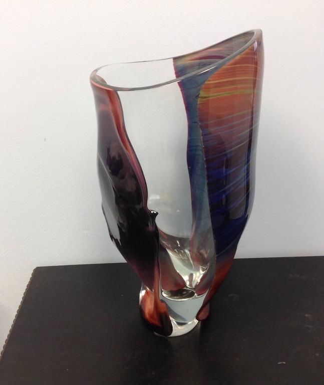 ベネチアングラス・ムラノガラスのカルセドニー(Chalcedony)技法を使った花瓶