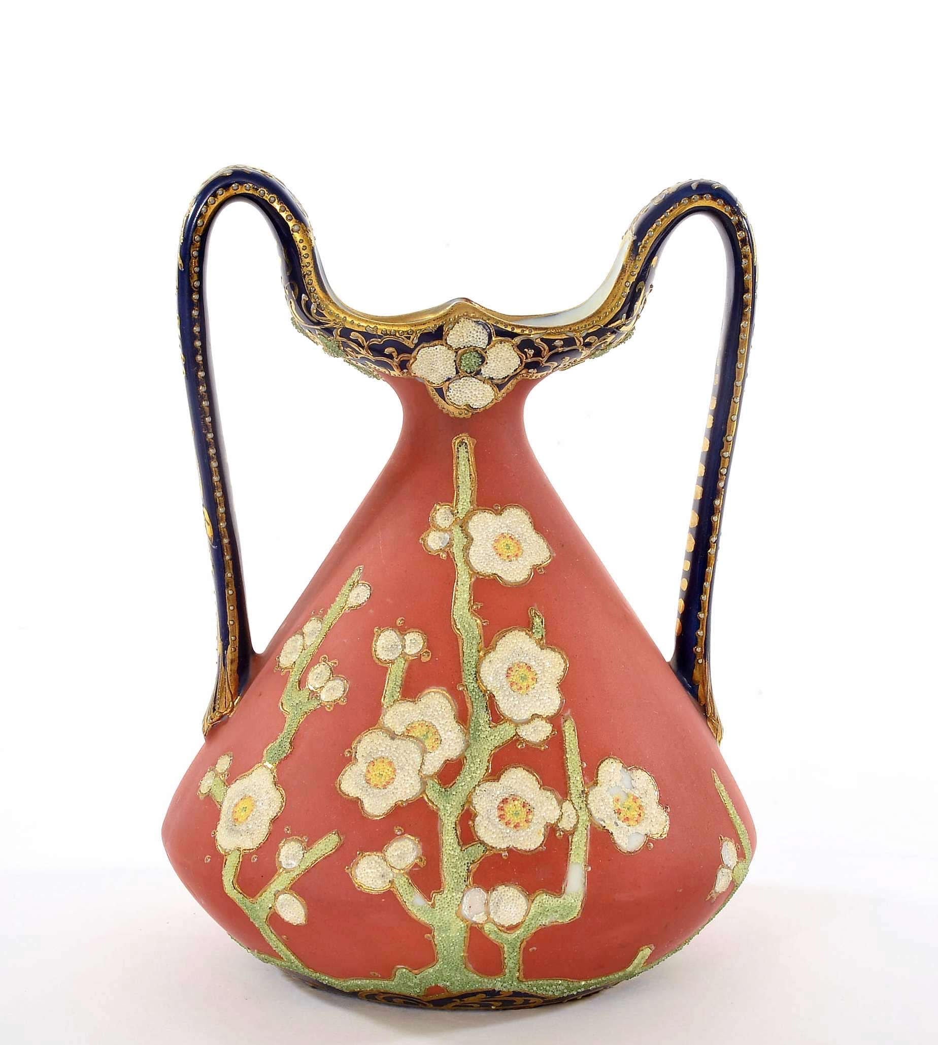 オールドノリタケ　コラレン技法の梅の花の花瓶