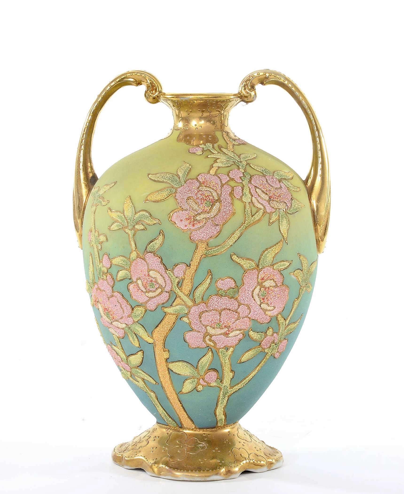 オールドノリタケ　桜の花のコラレンの花瓶