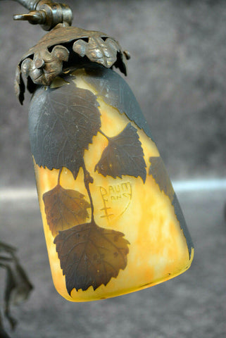 ドーム兄弟（ドームナンシー ）アートガラス枯葉のテーブルランプのサイン