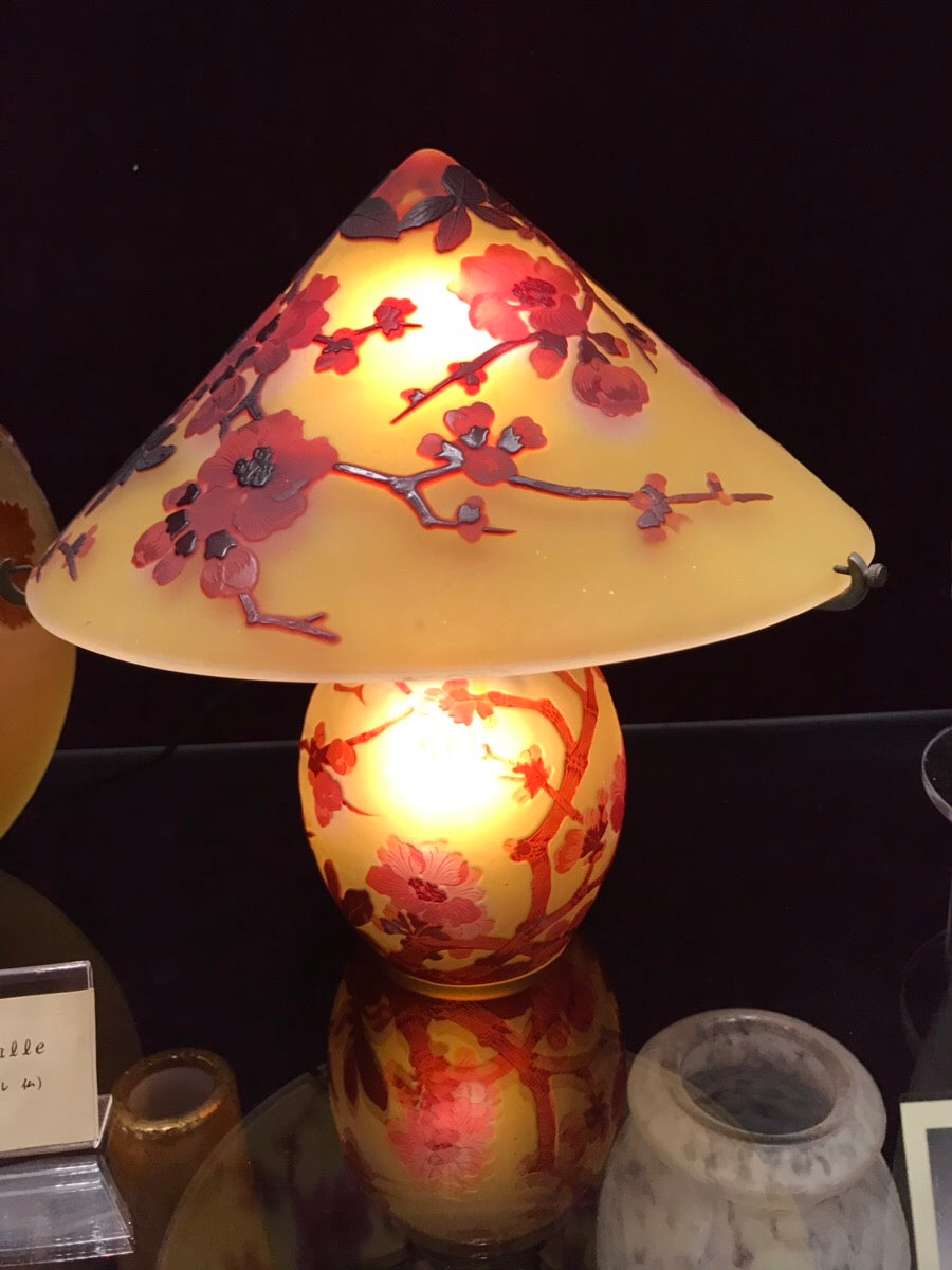 アールヌーボー照明・ランプ　エミールガレ 　ボケの花のテーブルランプ