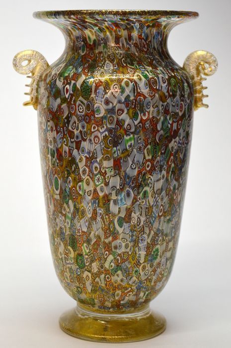 ベネチアングラス・ムラノガラス　モザイクの技法を使った花瓶
