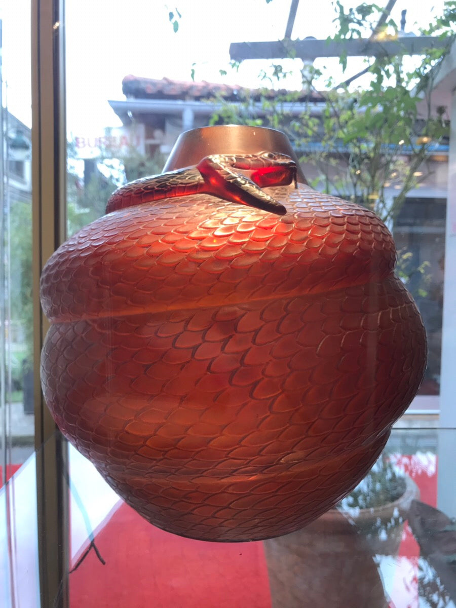 ルネラリック(Rene Lalique)蛇の花瓶　赤