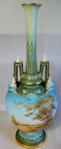ロイヤルウースター　風景描写　陶器瓶　1985年頃の品
