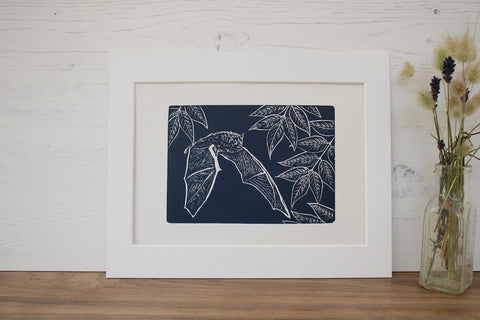 BEAR IN THE MOONLIGHT LINOCUT PRINT