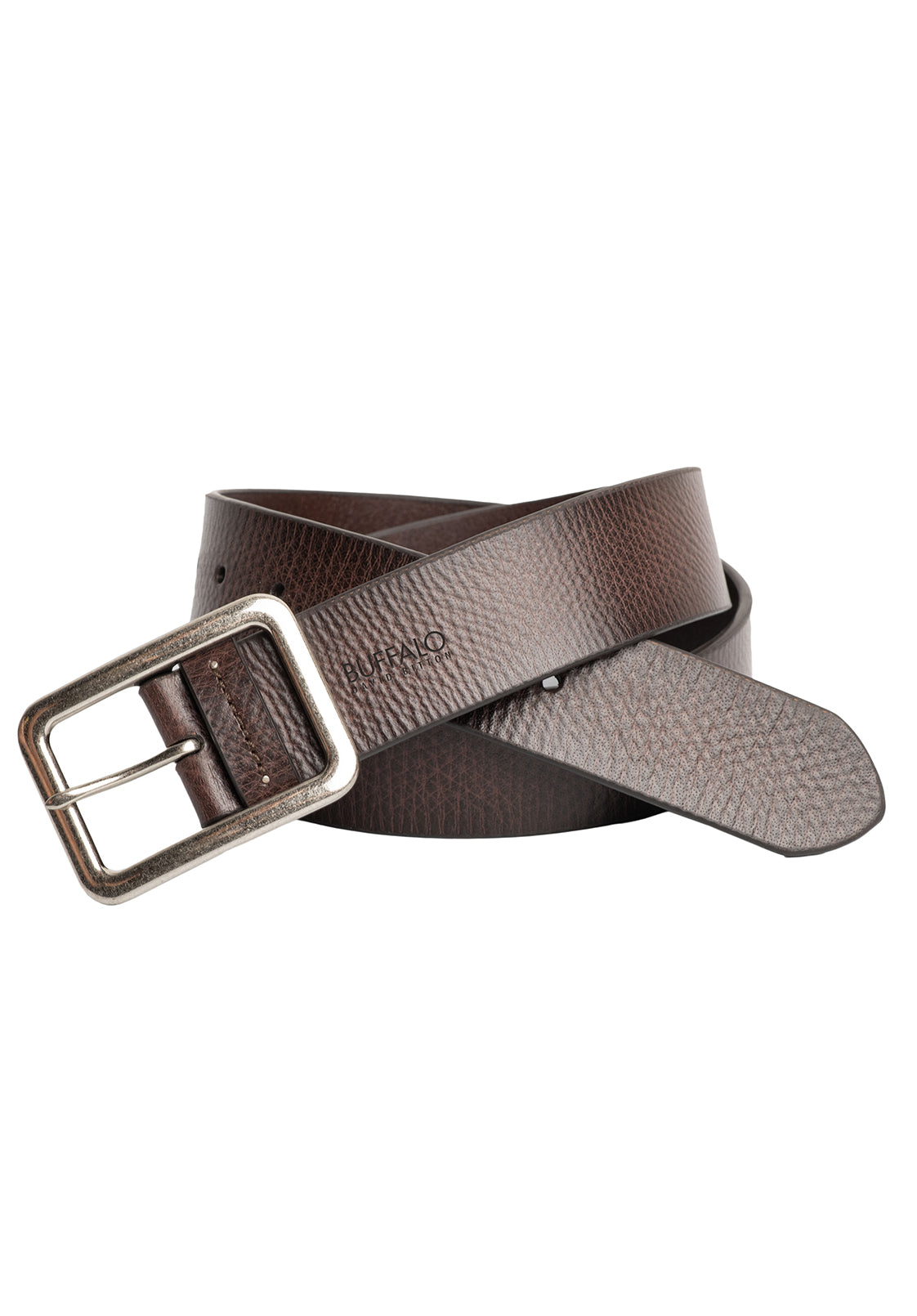 Textured Full Grain Brown Buffalo Leather Belt - BB1002C03