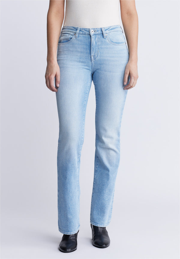 Mid-Rise Light-Wash Straight Jeans for Women