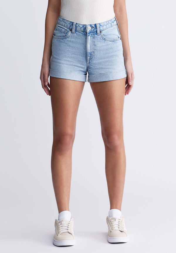 High Rise Relaxed Goldie Mid Blue Sanded Shorts - BL15802 – Buffalo Jeans CA