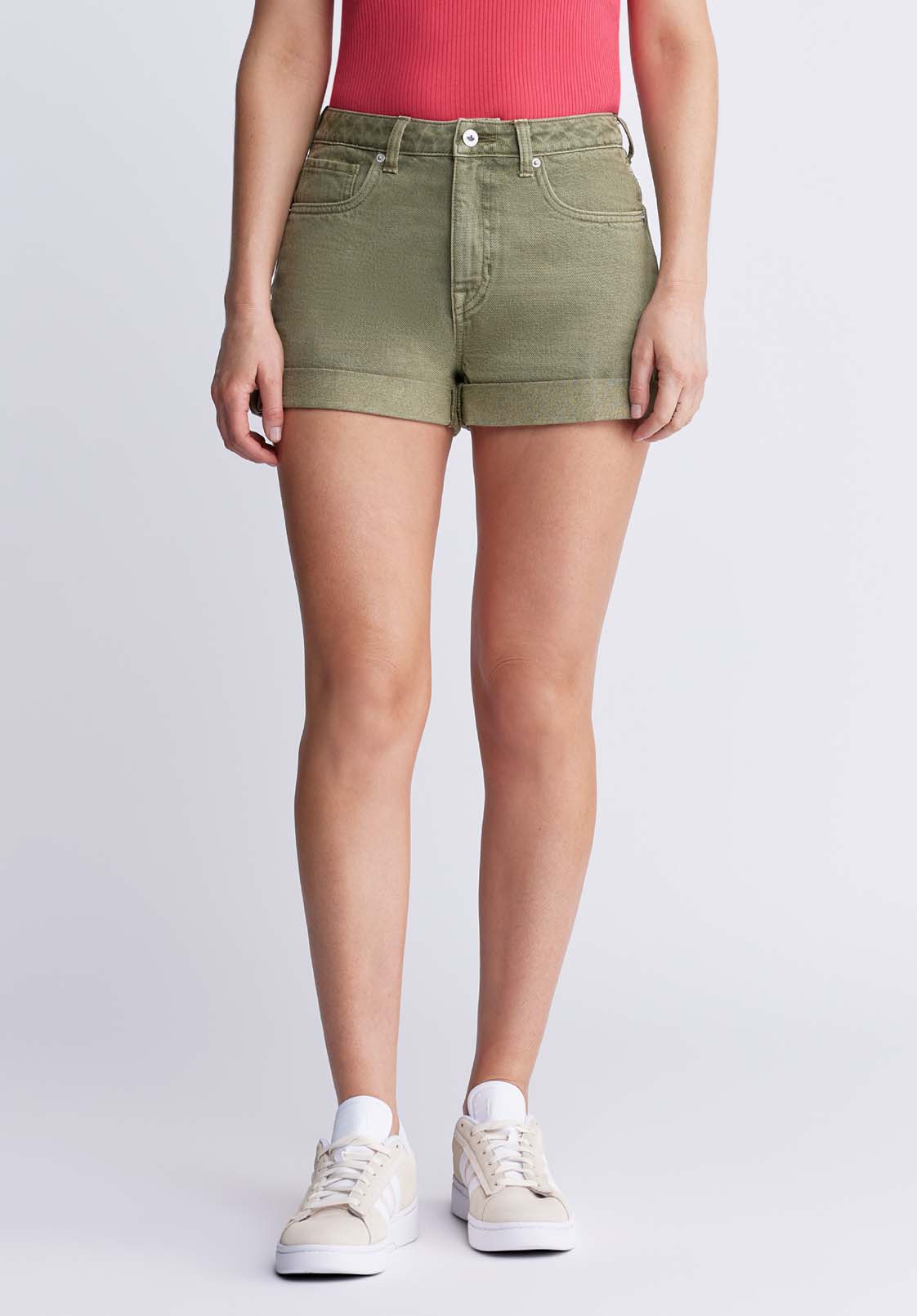 Goldie Women's High-Rise Shorts in Green wash - BL15963