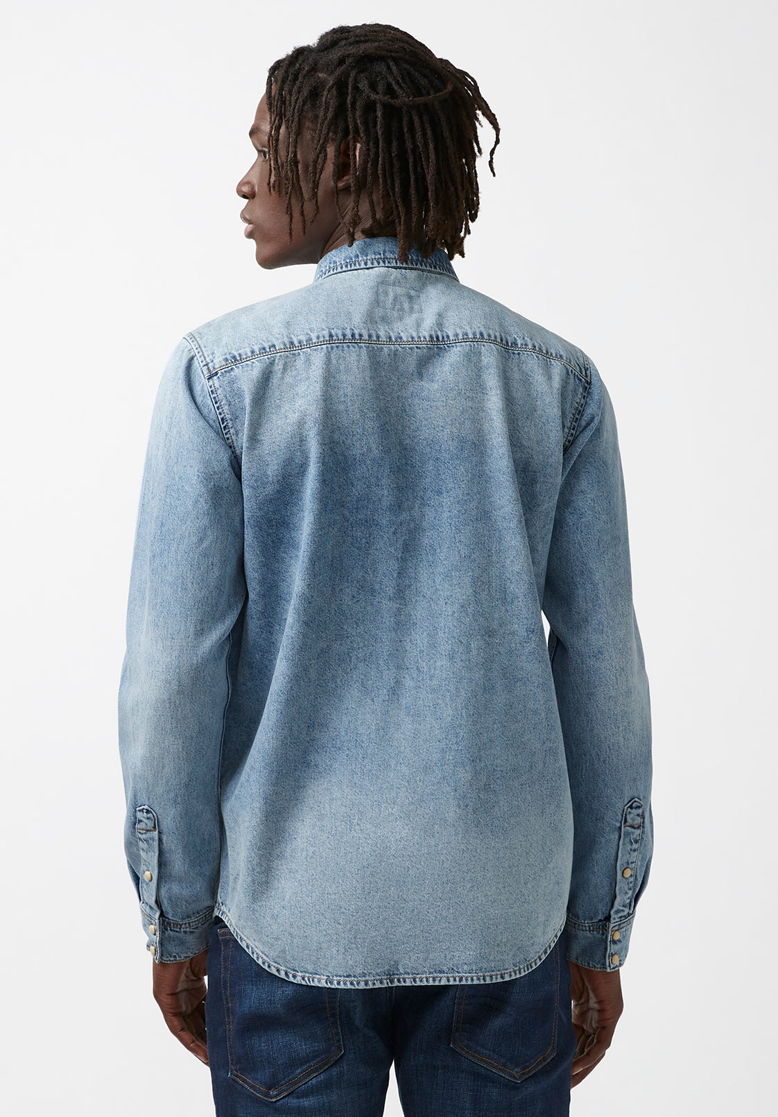 Sheldon Men’s Long-Sleeve Shirt in Light Denim Blue - BM22636