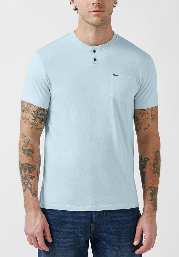 White Short Sleeve Tapered Slim Fit Henley