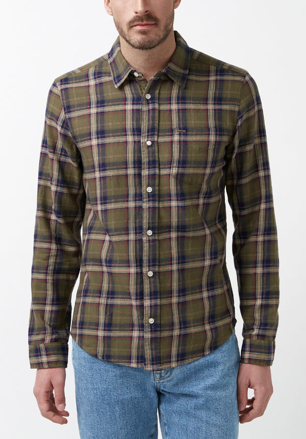 Wrangler MACW20B Mens Performance Long Sleeve Shirt Plaid Blue