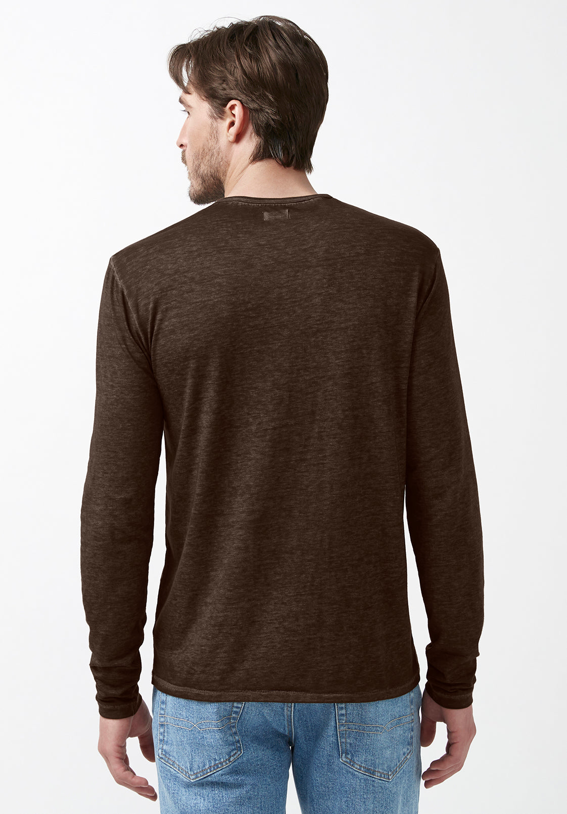 Kaduk Men's Long-Sleeve Henley Top in Brown - BM24041