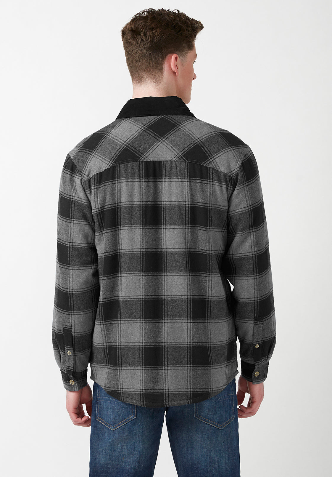 Seveno Shacket in Grey Plaid - BPM13670B