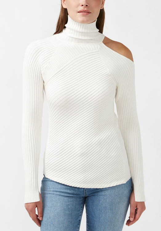 Women's White Half Turtleneck Sweater - BEREN