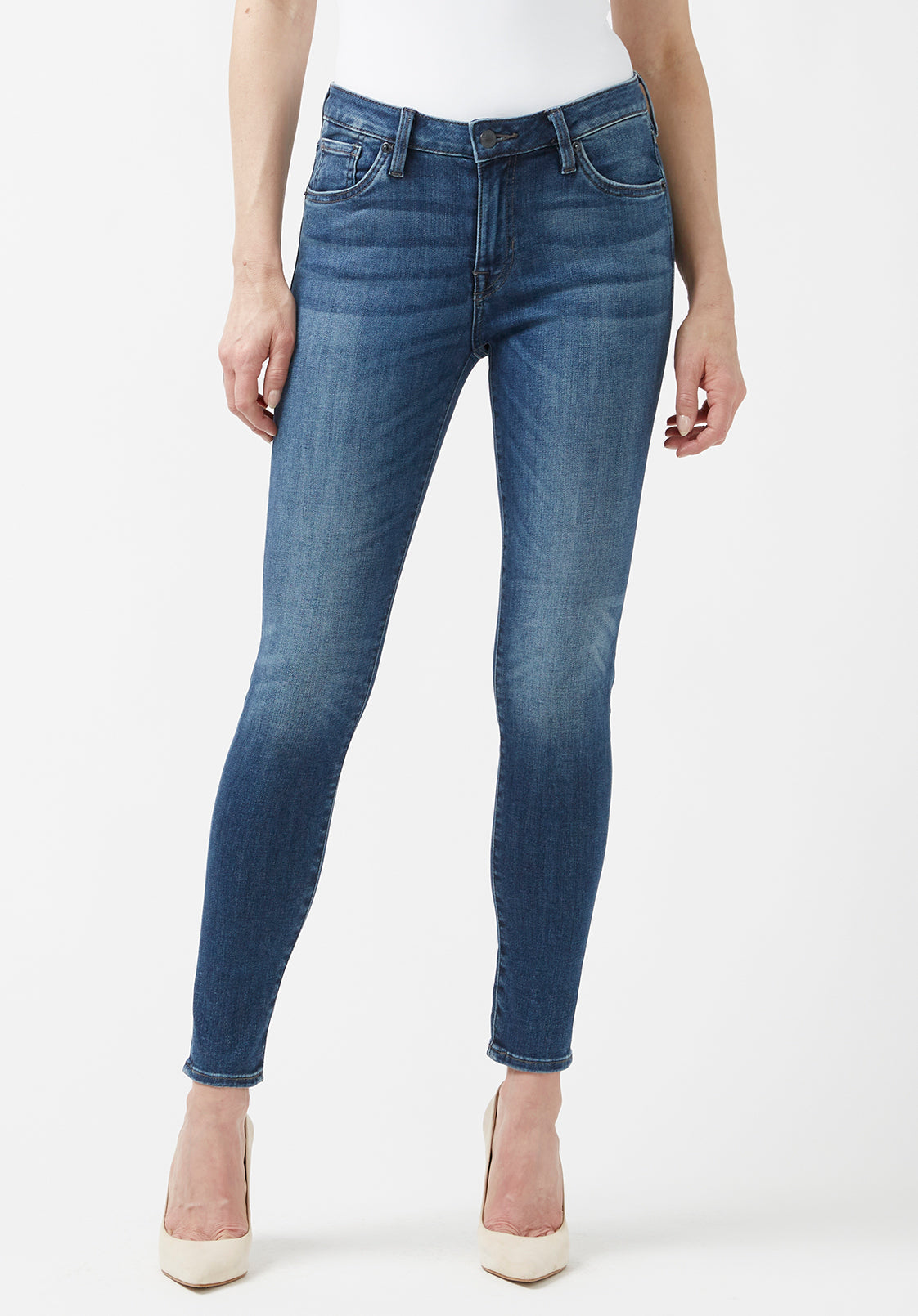 Mid Rise Skinny Alexa Women's Jeans in Mid Blue - BL15669