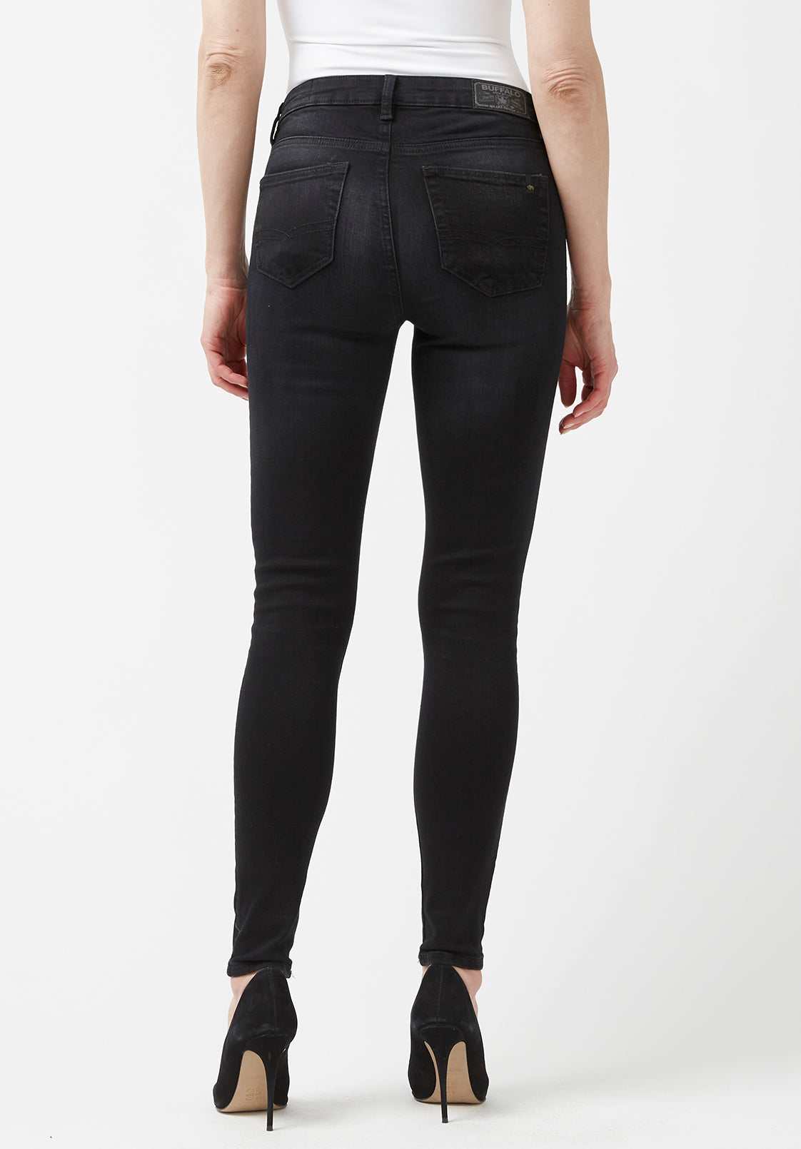 Mid Rise Skinny Alexa Women's Jeans in Faded Black- BL15843