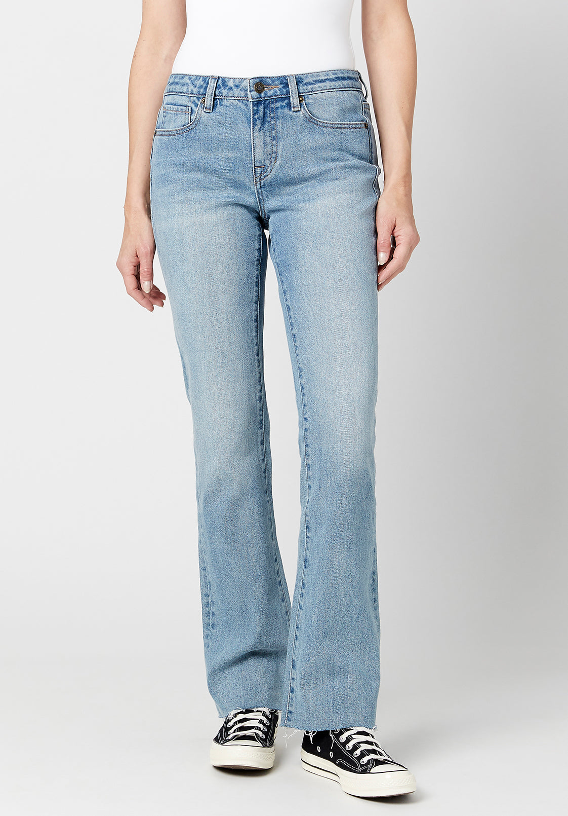 Mid Rise Bootcut Queen Women's Jeans in Vintage Sanded Light Blue - BL15857