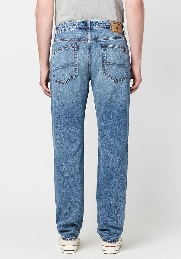 Relaxed Tapered Ben Men's Jeans in Sanded and Veined Indigo