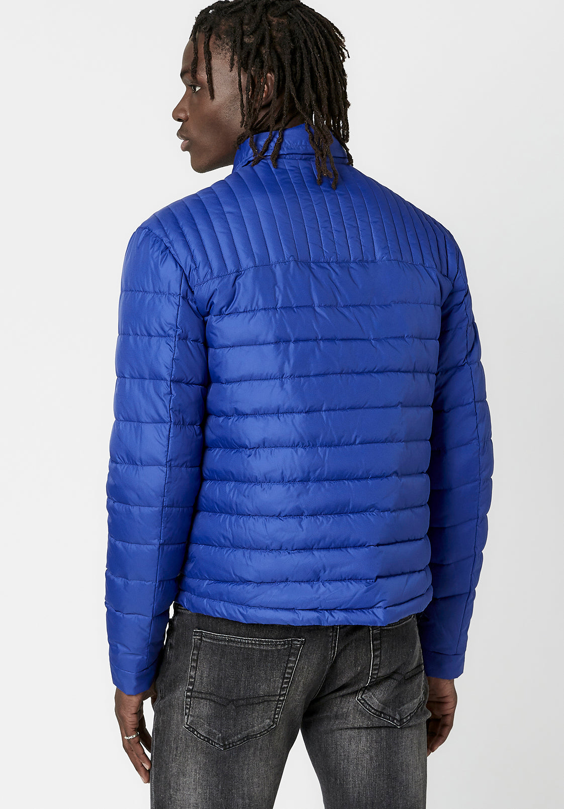 Jawine Men's Cropped Puffer Jacket in Blue - BM23608