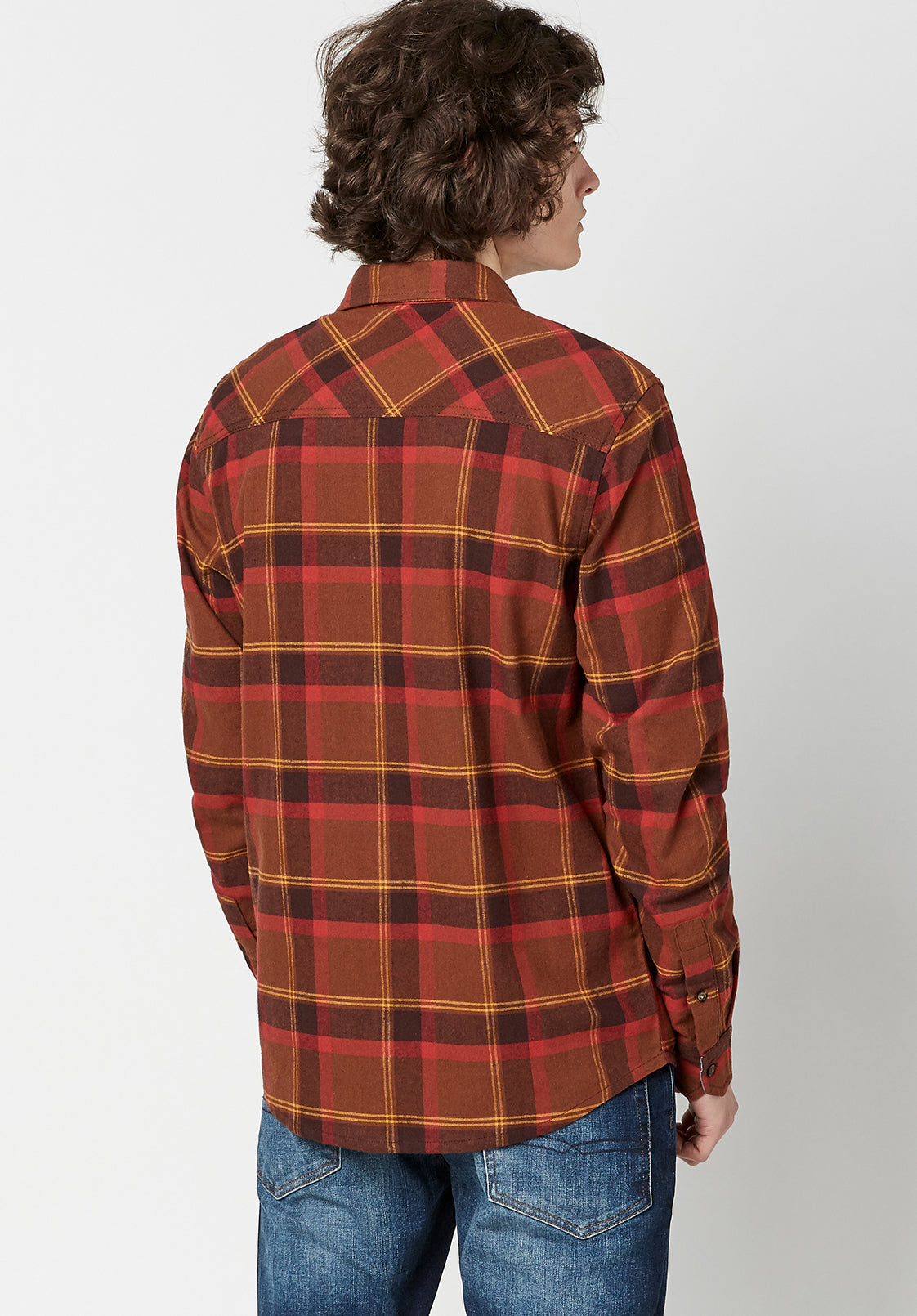 Sawood Plaid Flannel Shirt in Burnt Orange - BM23665