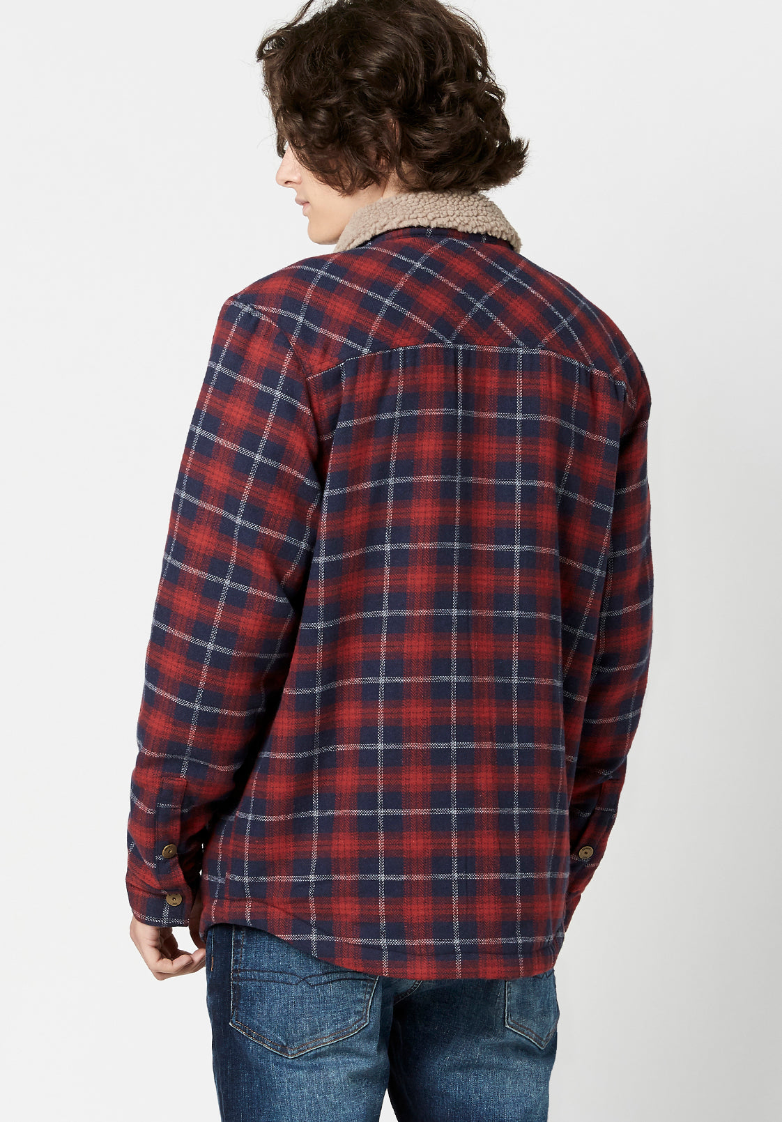 Sahot Men's Shacket in Red Plaid - BM23804