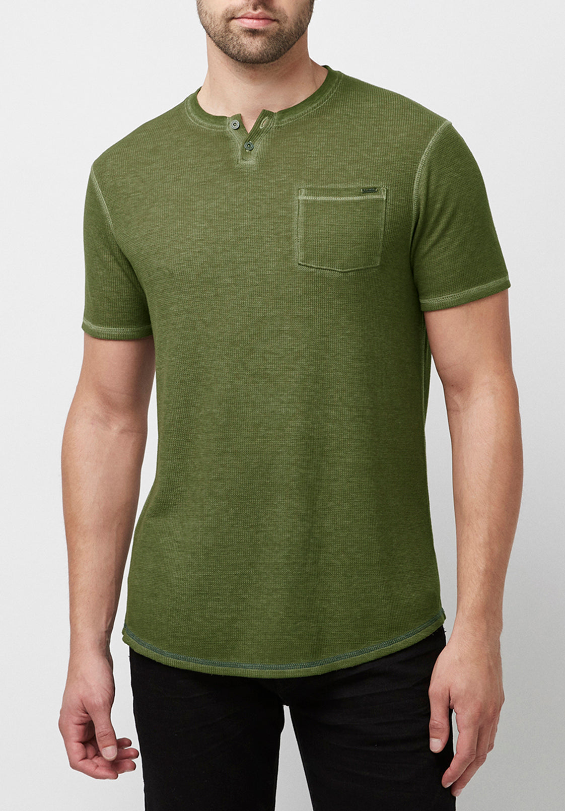 Kadya Waffle Knit Army Green T-Shirt - BM23844