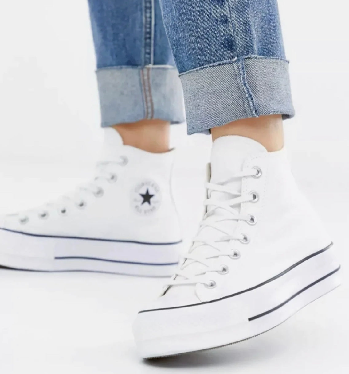 CONVERSE POLIPIEL BLANCAS ALTAS DOBLE PLATAFORMA Wanamoda