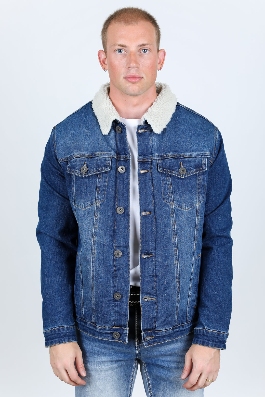 Men's Fleece Lined Jean Jacket Winter Sherpa Windbreaker Cotton Denim  Trucker Jacket - Walmart.com