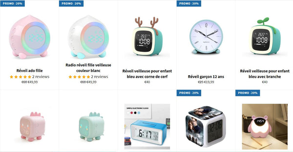 Réveil pour enfants, réveil lumineux pour enfants pour les chambres à  coucher, horloge de chevet à changement de couleur 7 couleurs pour les  garçons