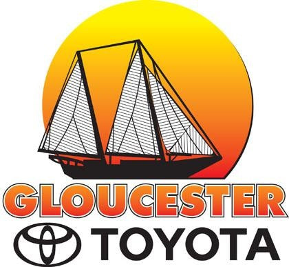 Logo for Gloucester Toyota, featuring a sailboat in front of a sun