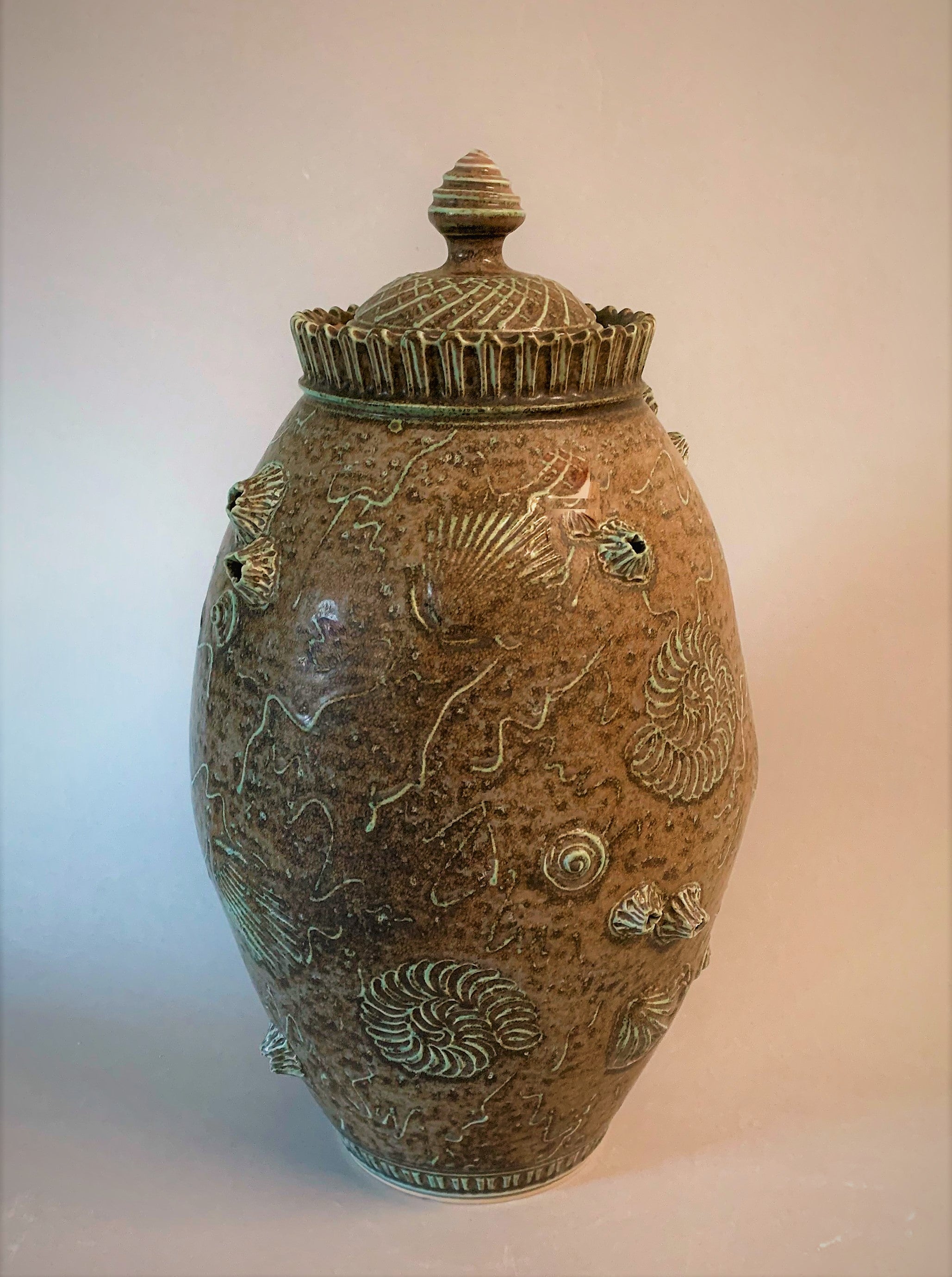 Russell Turnage - Fossil Covered Jar – Bay School Community Arts Center