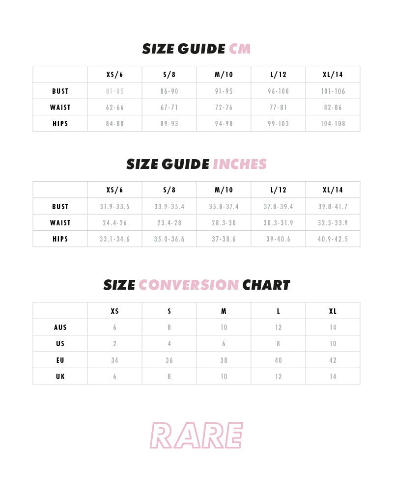 SIZE GUIDE – Rare Collective Official