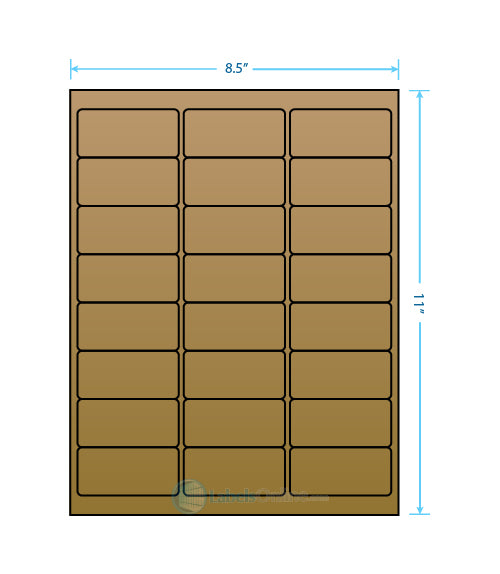 2.625" x 1.25" - 24 up - Brown Kraft (Laser / Inkjet)