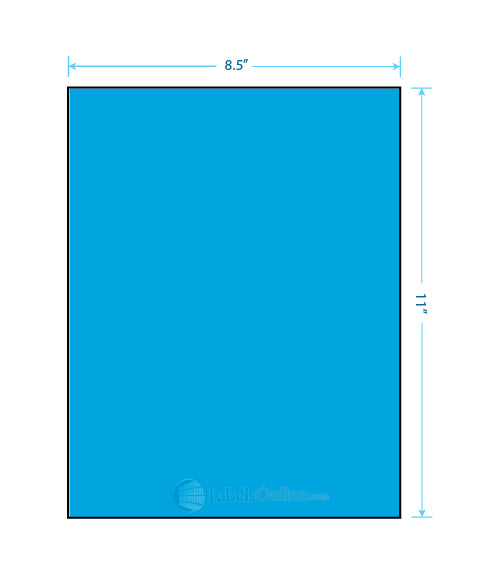8.5" x 11" Barcode Labels - 1 up; 1 Vertical Back Slit - Centered - Fluorescent Blue
