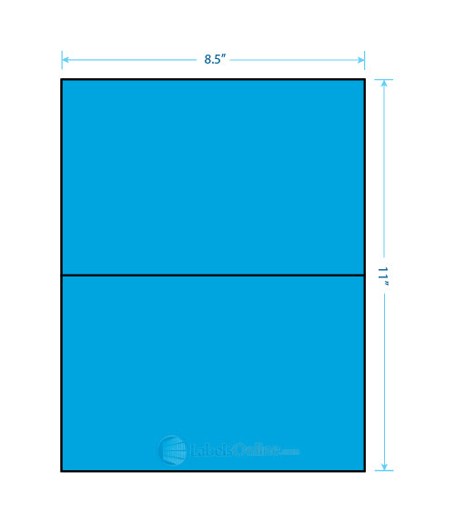 8.5" x 5.5" Barcode Labels - 2 up - Fluorescent Blue