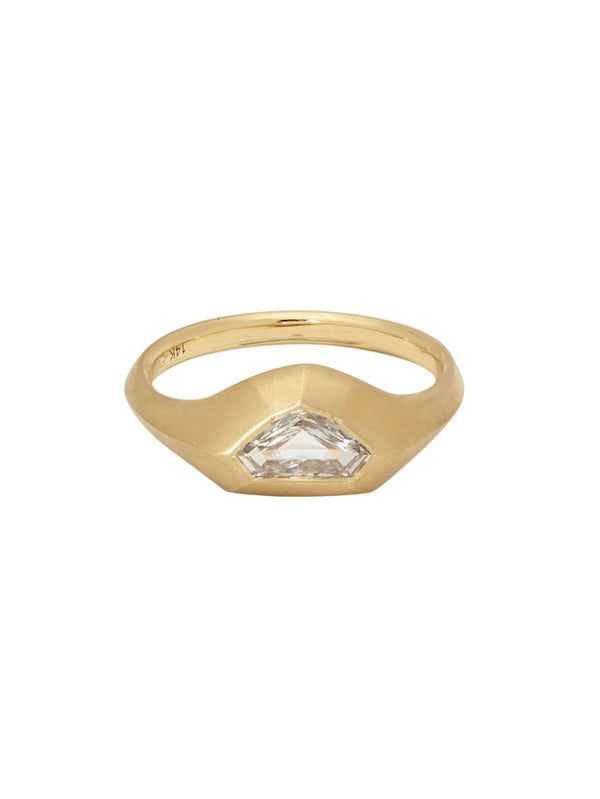 Diamond Border Dog Tag Signet Ring – loratelier