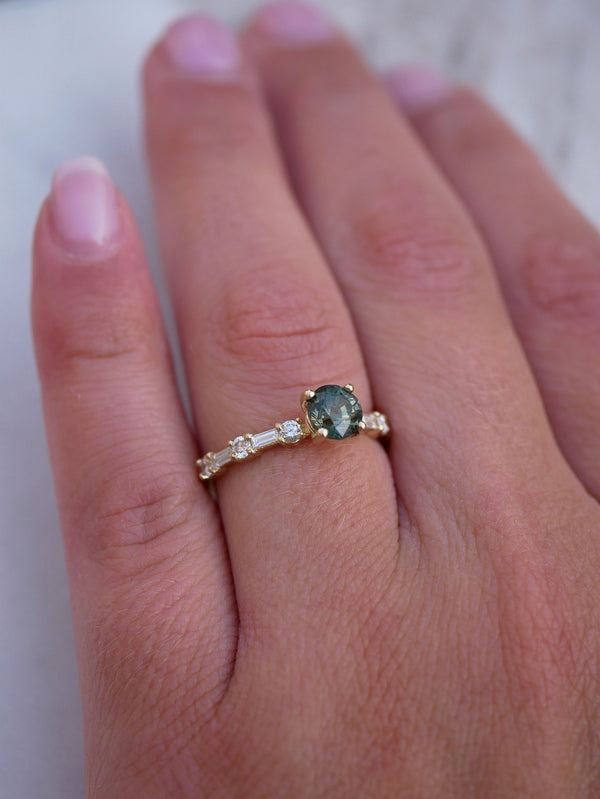 Sapphire & Diamond Baguette Ring