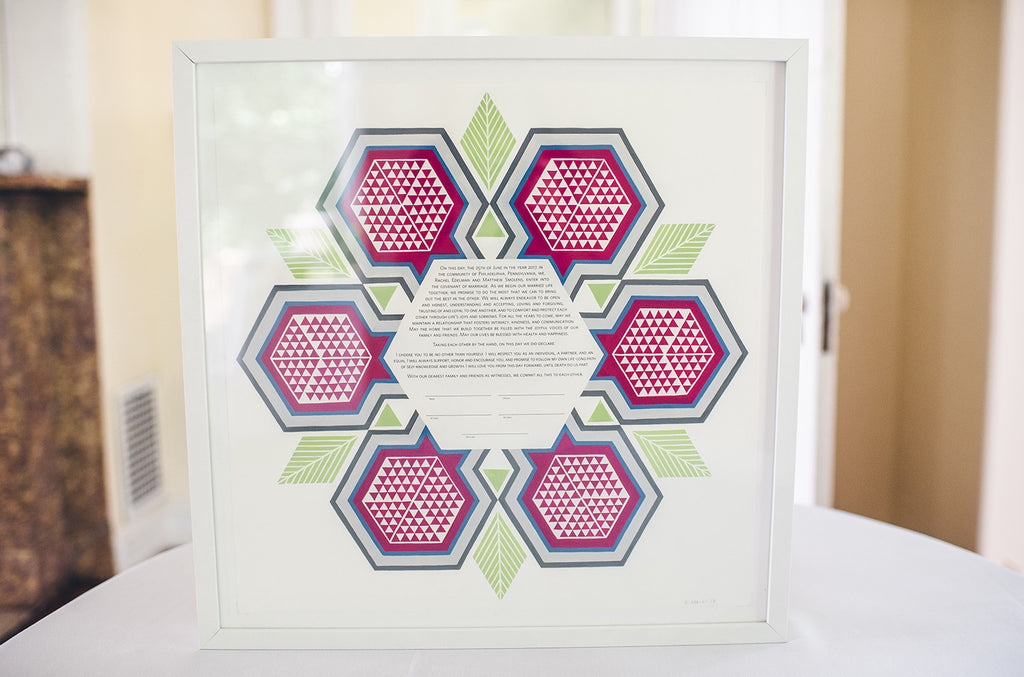 Rachel and Matthew - June Wedding at Awbury Arboretum | Geometric Pomegranate Ketubah | Tallulah Ketubahs