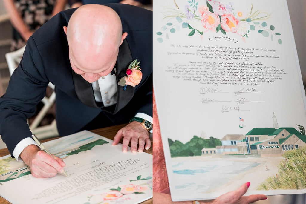 Melanie & James’ Beach Front Wedding at The Dunes Club in    Narragansett, Rhode Island | Tallulah Ketubahs