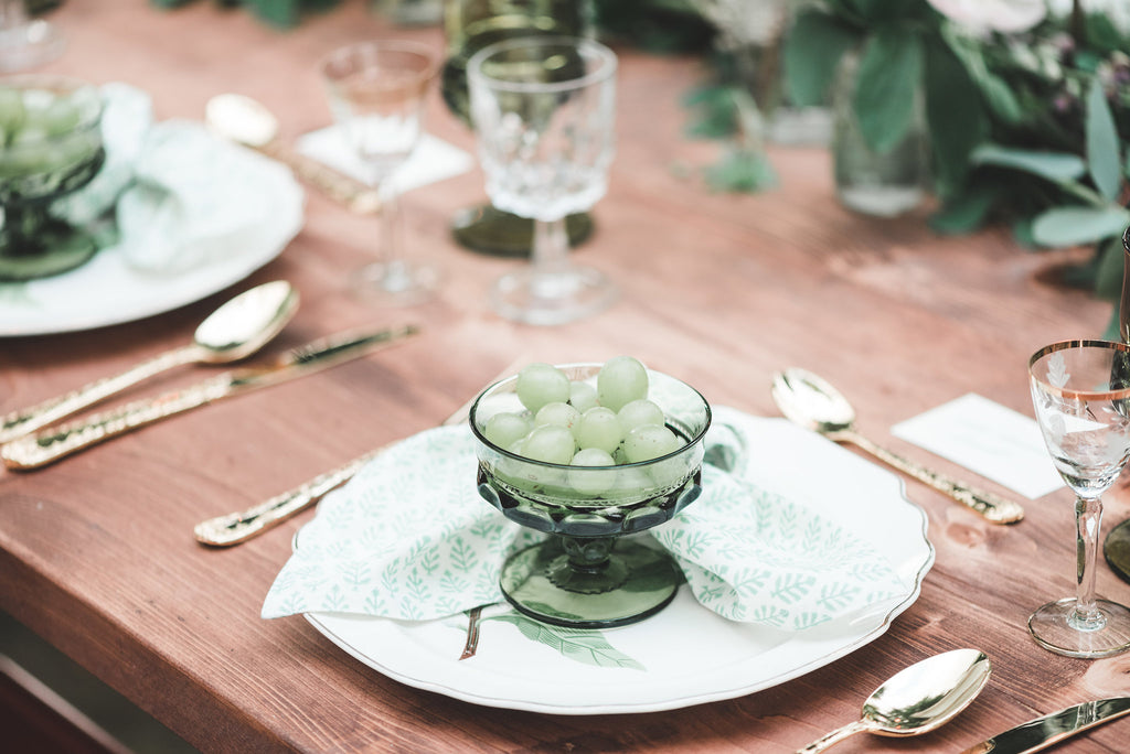 Greenery Aglow Styled Shoot at Drumore Estate | Romantic Garden Tablescape | Tallulah Ketubahs