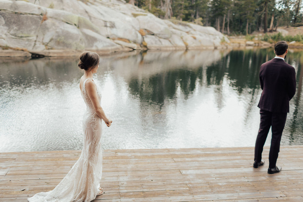 Kathleen & Carter's Rustic Autumnal Forrest Wedding in Kirkwood, California | First Look | Tallulah Ketubahs