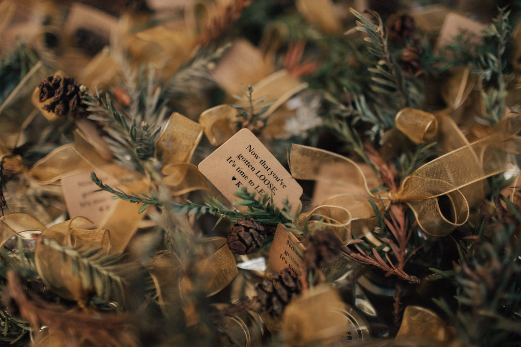 Kathleen & Carter's Rustic Autumnal Forrest Wedding in Kirkwood, California | Favors | Tallulah Ketubahs