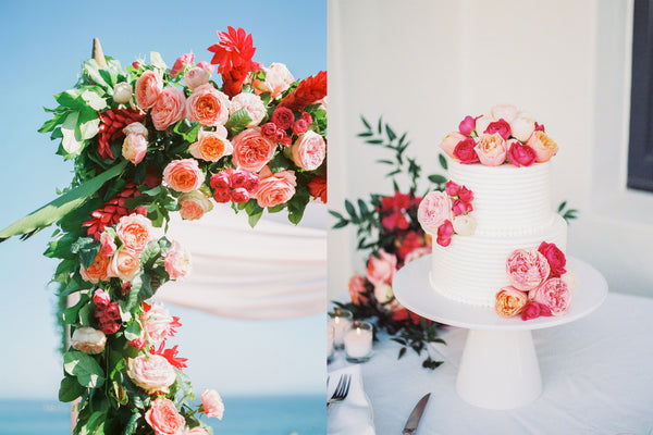 Gabrielle & Daniel - Wedding at The Ritz-Carlton Bacara, Santa Barbara | Floral Wedding Canopy/Chuppah and Wedding Cake | Tallulah Ketubahs