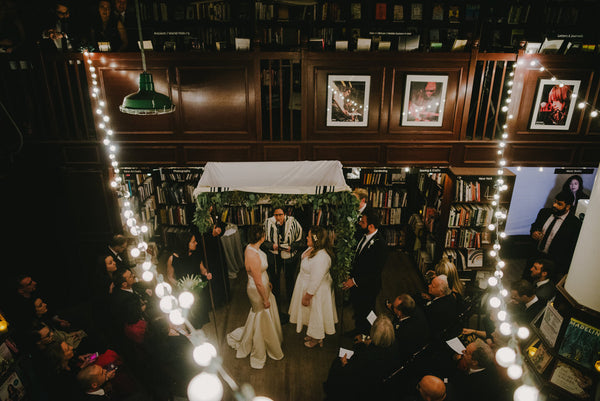 Jenna and Emily's Hip and Intimate Interfaith & Same-Sex Wedding in New York City | Library Ceremony Under the Chuppah | Tallulah Ketubahs